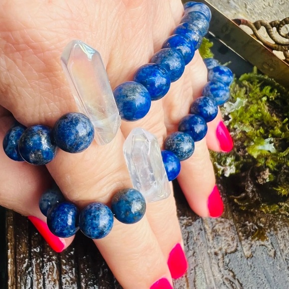 Expression Lapis Lazuli & Aura Crystal Quartz Bracelet - Picture 3 of 3